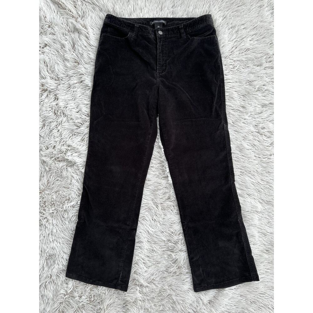Womens SAKS FIFTH AVENUE Sz 12 Black Corduroy Pants Jeans Stretch 28.5” Inseam